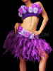 Purple Floral Halter Bra And Matching Organza Flame Ruffled Skirt