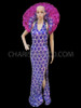 Purple Bee Comb Pattern Pageant Gown With Matching Backpack Collar