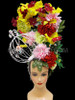 Diva's Tall Yellow Iris And Carnation Flower Headdress With Birdcage