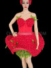 Valentine's Red Rose Flower Dollie Dress With Green Leaf Underskirt