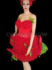 Valentine's Red Rose Flower Dollie Dress With Green Leaf Underskirt
