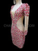 Diva's Clever Illusion Cutout Crystal And Fuchsia Crystal Dance Dress
