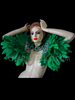 Showgirl's Cabaret Silver Accented Green Feather Shoulder Backpack And Collar