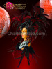 Red And Black Drag Queen Cabaret Horn Style Feather Headdress With Crystals