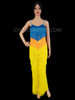 Blue Orange Top with Yellow Fringe Pants