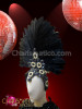 Classic White Bead Accented Black Diva Showgirl Feathered Cabaret Headdress