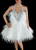 Ballet Style Crystal And Bead Accented White Swan Feather Dress