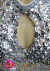 Metallic Silver Sequin Beaded Fringe Showgirl's Dancer Leotard Style Dress
