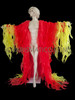 Red Yellow Organza Fire Flame Ruffled Drag Queen Coat