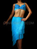 Sexy Bra And Skirt Sky Blue Fringe Latin Dance Dress