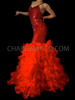 Red Sequin Mermaid Ruffle Organza Gown