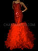 Red Sequin Mermaid Ruffle Organza Gown