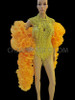 Yellow Beaded Leotard With Matching Gothic Diva Necklace And Organza Boa