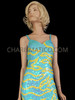Blue Yellow Zebra Pattern Sequined Pageant Gown