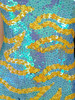 Blue Yellow Zebra Pattern Sequined Pageant Gown