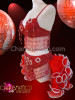 Three Piece Red Bra, Belt And Tail-Skirt Mambo Salsa Dance Dress