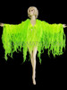 Neon Green Flame Ruffled Organza Tissue Drag Queen Jacket