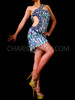 Diva's Asymmetric Sexy Side Cutout Teardrop Sequin Latin Dance Dress