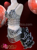 Diva's Silver Bra, Thong, And Tail-Skirt Mambo Salsa Dance Set