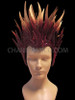 Stunningly Unique Gold Tipped Red Sequin Flame Styled Diva's Headdress