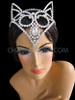 Diva's Sleek Iridescent Rhinestone Crystal Swirled Cap Cat Ear Headpiece