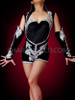 Silver Sequined Black Leotard With Half Attached Sleeves Like Beyonce Halo