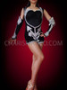 Silver Sequined Black Leotard With Half Attached Sleeves Like Beyonce Halo