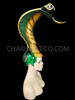 Diva Showgirl's Green Cobra Snake Headdress With Iridescent Golden Scales