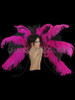 Geometric Vivid Fuchsia And Black Beaded Ostrich Feather Collar Backpack