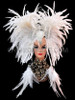 Diva's Exotic Wild Iridescent Rhinestone Accented Snow White Feather Headdress