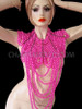 Diva's Large Shimmering Metallic Hot Pink Beaded Gothic Showgirl Necklace