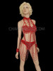 Diva's Red And Gold Beaded Bra With Matching Fringed Thong