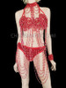Diva's Red And Gold Beaded Bra With Matching Fringed Thong