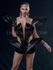 Stunning Black Vinyl Lady Gaga Corset leotard