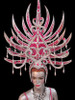 Exotic Asian Styled Mirror Tile Edged Hot Pink Glitter Headdress
