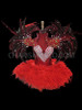 Sweet Crystal Accented Red Feather Dress With Coordinating Backpack Collar