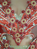 Red Ostrich Plumes With Floral Crystal Accented Diva's Cabaret Costume