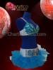 Silver Sequin Embellished Blue Feather Bra With Matching Beaded Skirt