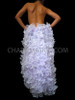 Floor Length Burlesque Shimmering White Satin Edged Organza Ruffled Tail Skirt