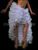 Floor Length Burlesque Shimmering White Satin Edged Organza Ruffled Tail Skirt