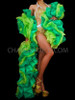 Extra Luxurious Bi-Toned Lime And Emerald Green Organza Ruffle Boa