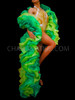 Extra Luxurious Bi-Toned Lime And Emerald Green Organza Ruffle Boa