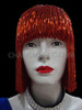 Cute Blunt Cut Fiery Red Seed Beaded Long Bob Wig