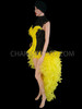Yellow And Black Feather Corset, Beaded Necklace, And Organza Tail-Skirt