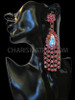 Elegant Iridescent Crystal Centered Intense Pink Rhinestone Cluster Chandelier Earrings