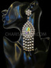 Rhinestone Cluster Double Layer Accented Iridescent Teardrop Crystal Chandelier Earrings