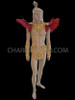 Red Feather Accented Gold Mens Four Piece Brazilian Carnival Costume