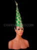 Green Glitter Princess Cone Diva Drag Queen Crystal Accented Cap