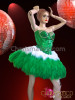 Crystal Accented Green Sequin Corset And Matching Green Feather Skirt