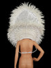 Fancy White Bead Accented Sleek Headdress And Collar Cabaret Set